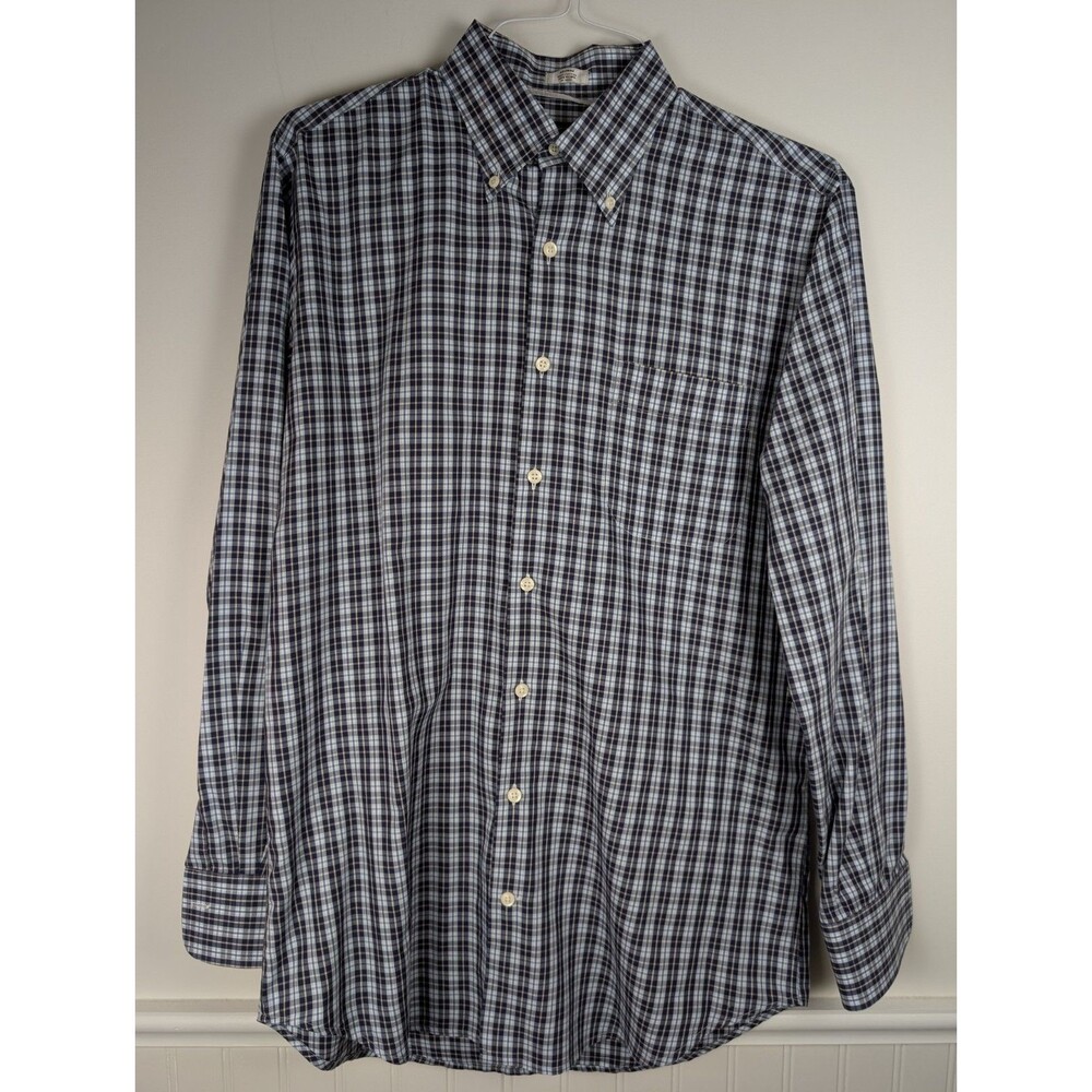 Peter Millar Mens Shirt Bluel Plaid Button Down Long Sleeve Size Medium Business